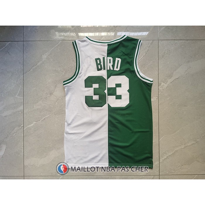 Maillot Boston Celtics Larry Bird NO 33 Mitchell & Ness 1985-86 Split Blanc Vert